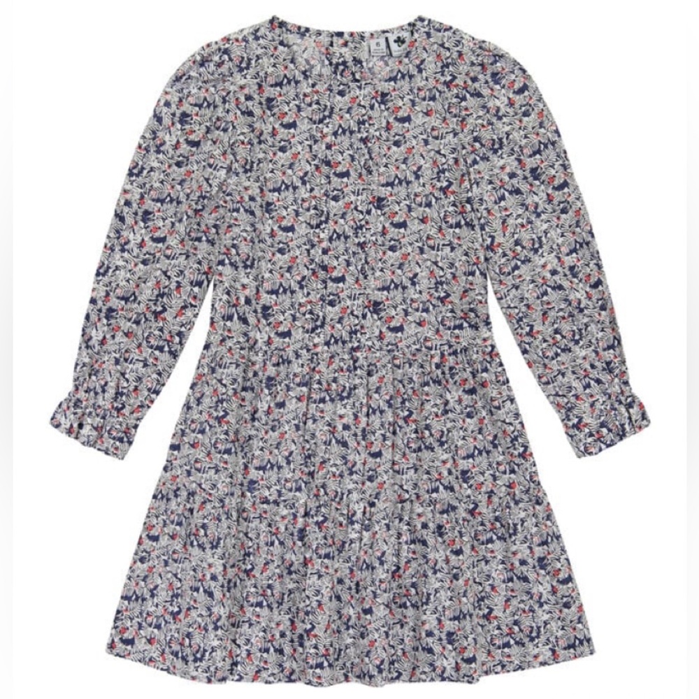 Busy Bees Dropwaist Dress Mini Navy Floral Sz4